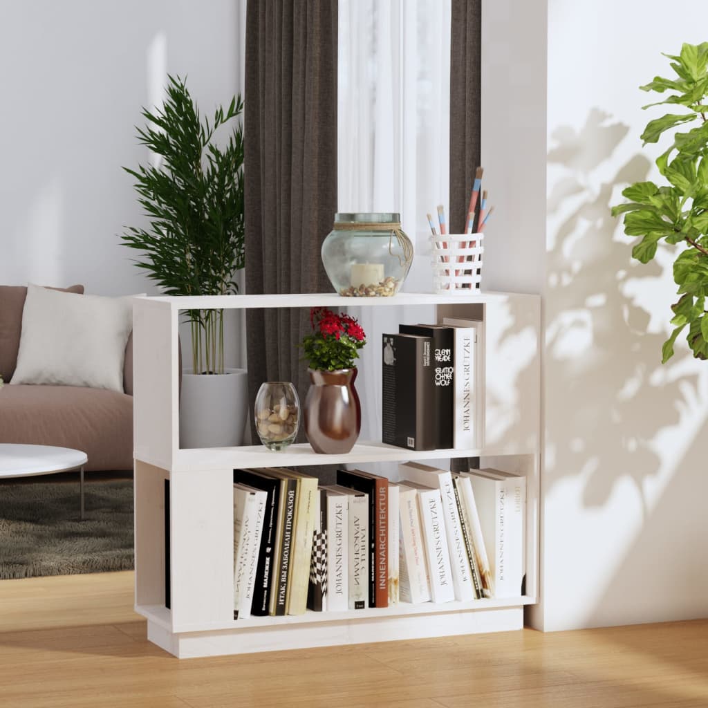 vidaXL Bibliotecă/Separator cameră, alb, 80x25x70 cm lemn masiv pin