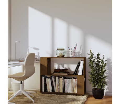 vidaXL B&uuml;cherregal/Raumteiler Honigbraun 80x25x70 cm Massivholz
