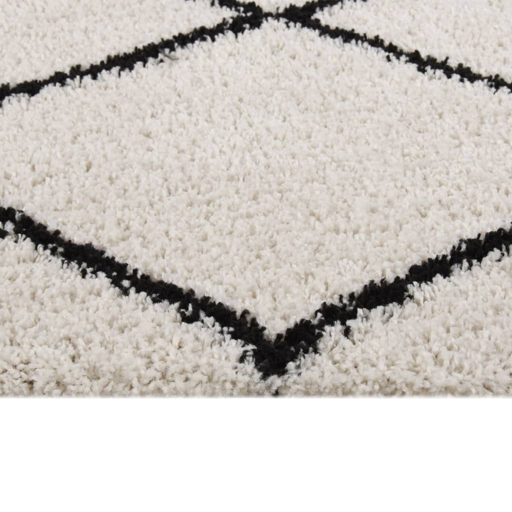 vidaXL Čupavi tepih s visokim vlaknima crni i krem 120 x 170 cm