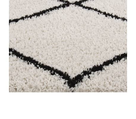 vidaXL Chlpatý koberec s vysokým vlasom čierny a krémový 120x170 cm