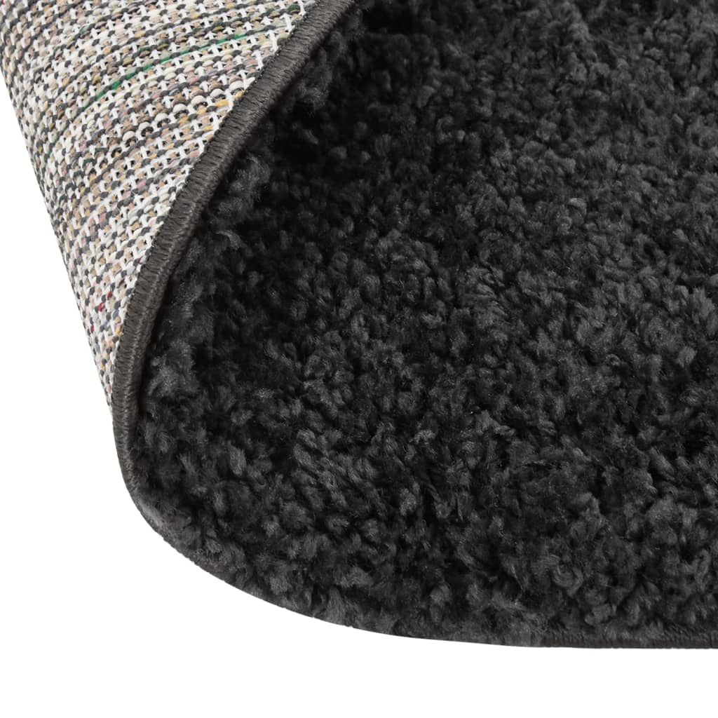 vidaXL Chlpatý koberec s vysokým vlasom krémový a antracit φ120 cm