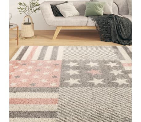 vidaXL Tapis pour enfants 160x230 cm motif d'étoiles rose