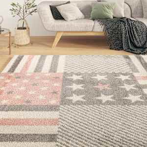 vidaXL Tapis pour enfants 160x230 cm motif d'étoiles rose