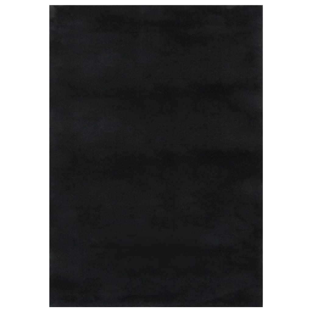 Pratelný koberec s dlouhým vlasem 120x170cm protiskluzový černý