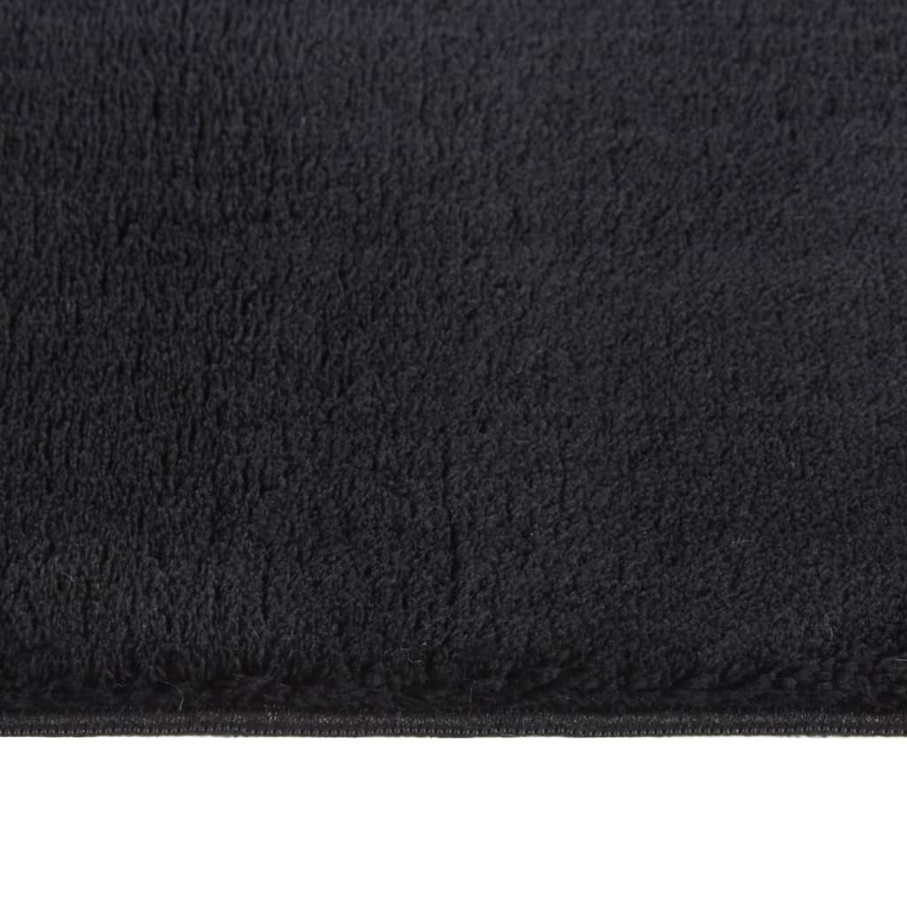 Pratelný koberec s dlouhým vlasem 120x170cm protiskluzový černý