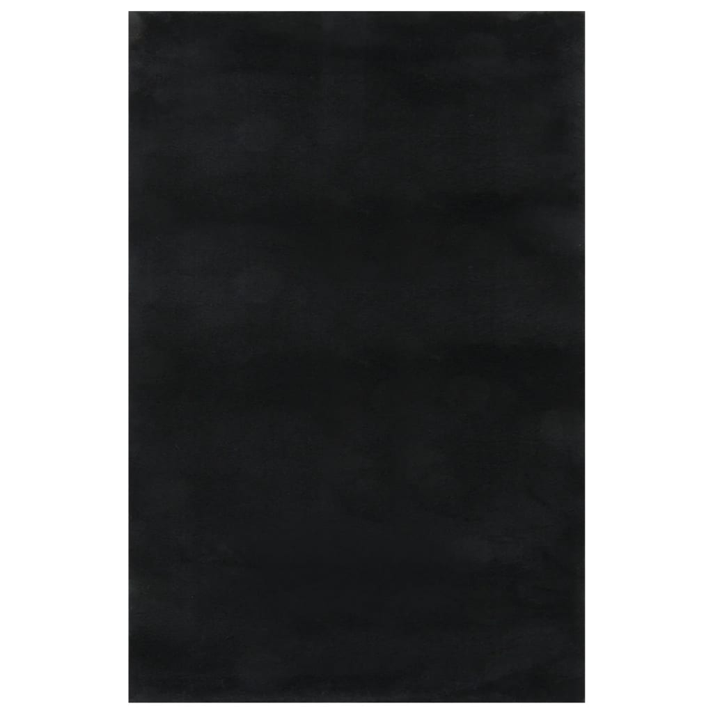 vidaXL gulvtæppe 200x290 cm blødt plys skridsikkert og vaskbart sort