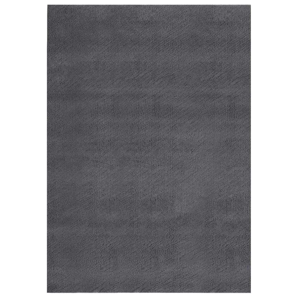 vidaXL gulvtæppe 120x170 cm blødt plys skridsikkert og vaskbart grå