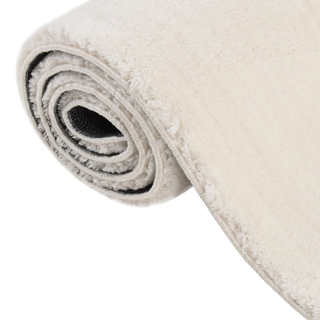 vidaXL Миещ се килим мек къс косъм 80x150 см противоплъзгащ кремав