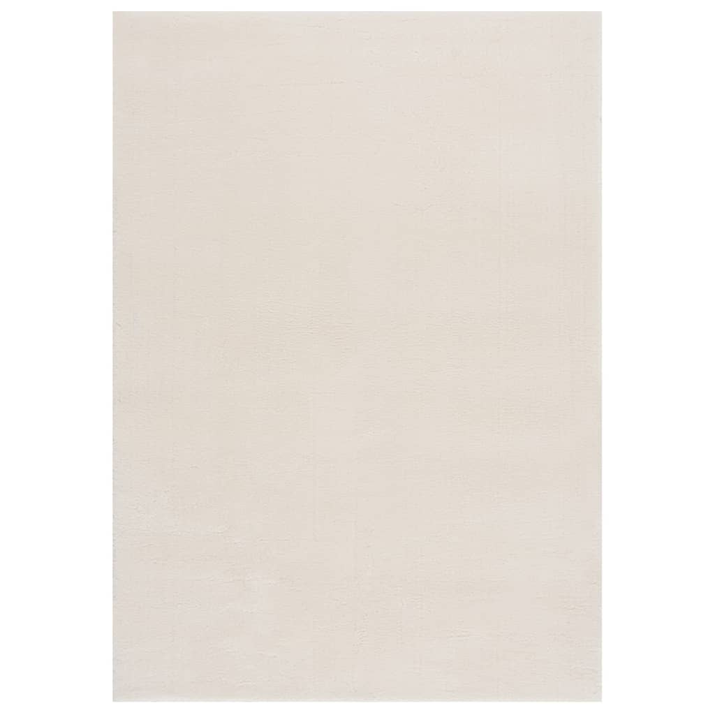 Tapis shaggy doux lavable 120x170 cm Antidérapant Crème