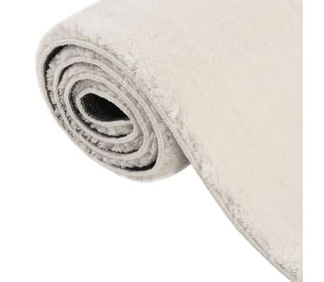 vidaXL Миещ се килим мек къс косъм 120x170 см противоплъзгащ кремав