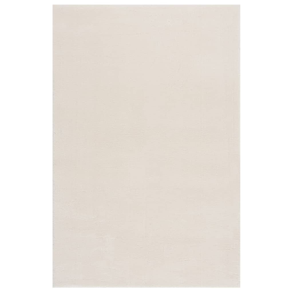 Tapis shaggy doux lavable 200x290 cm Antidérapant Crème