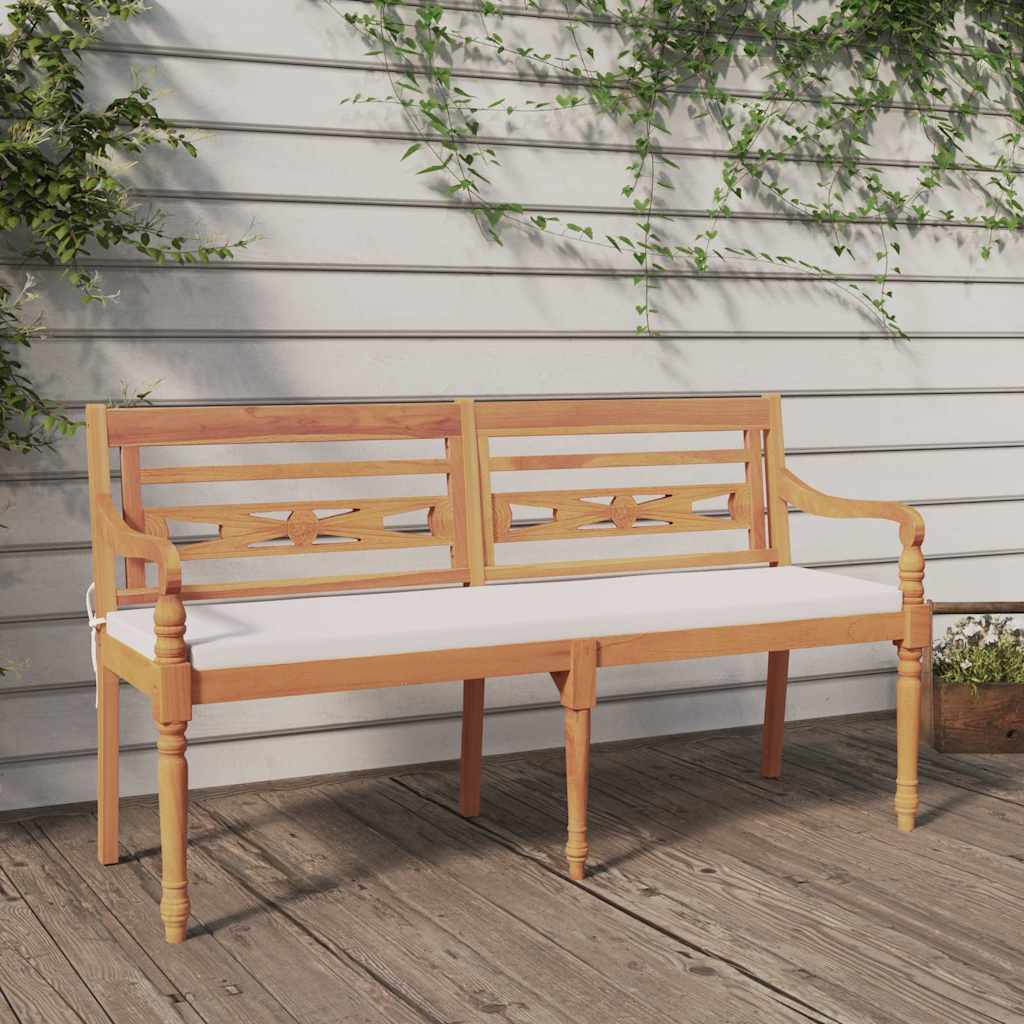 vidaXL Bataviab&auml;nk med dyna 150 cm massiv teak