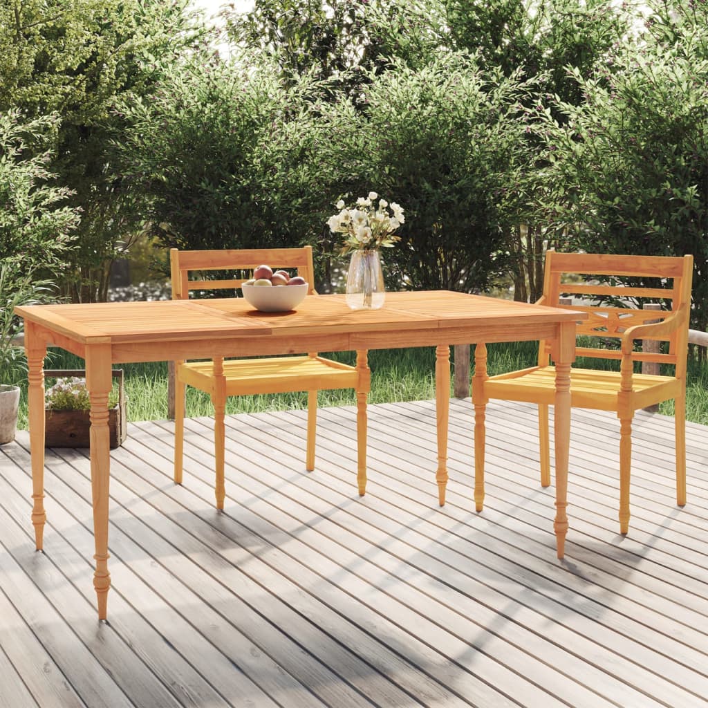 vida XL Batavia-Tisch 200x 100x 75 cm Massivholz Teak
