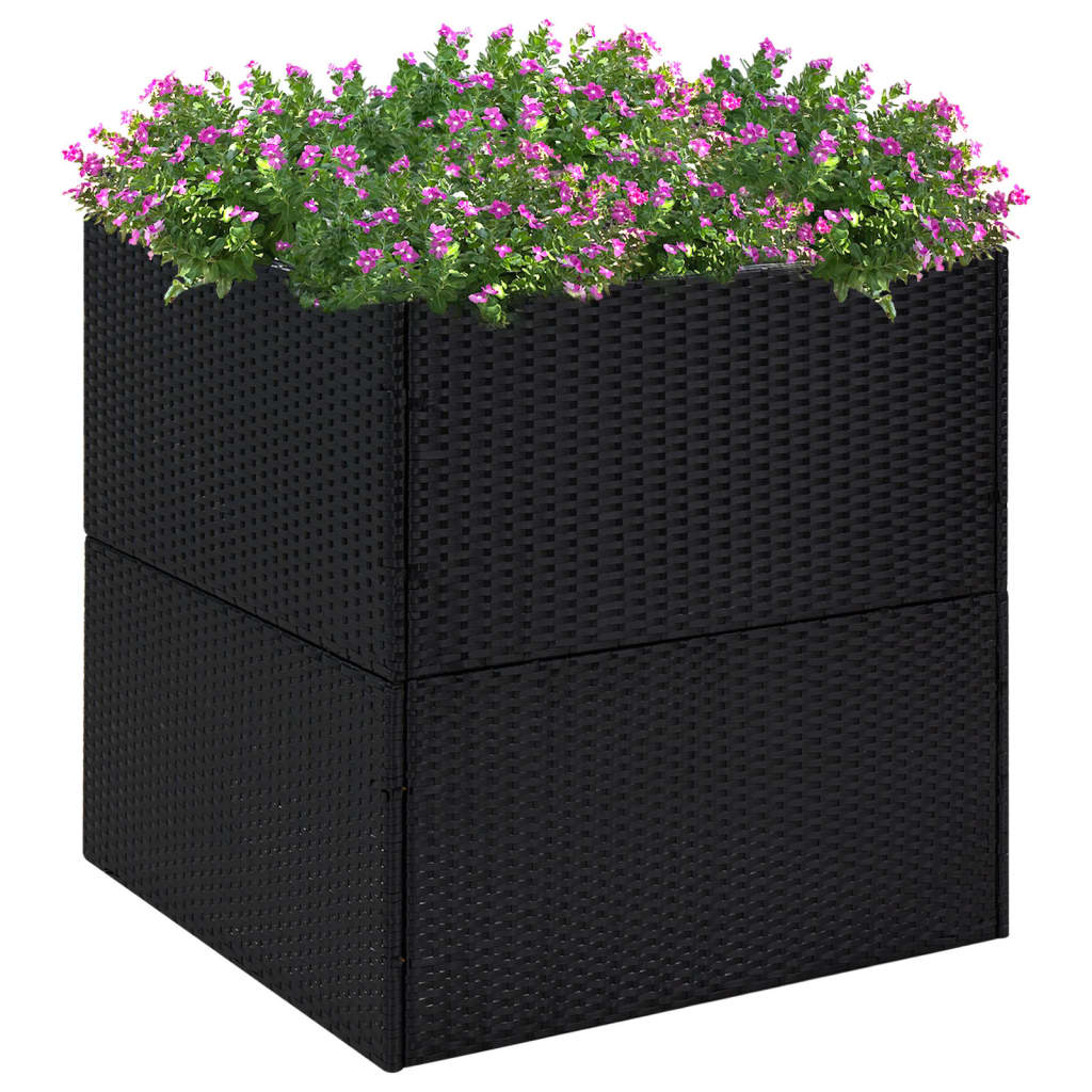 vidaXL Pflanzkübel Schwarz 80x80x80 cm Poly Rattan