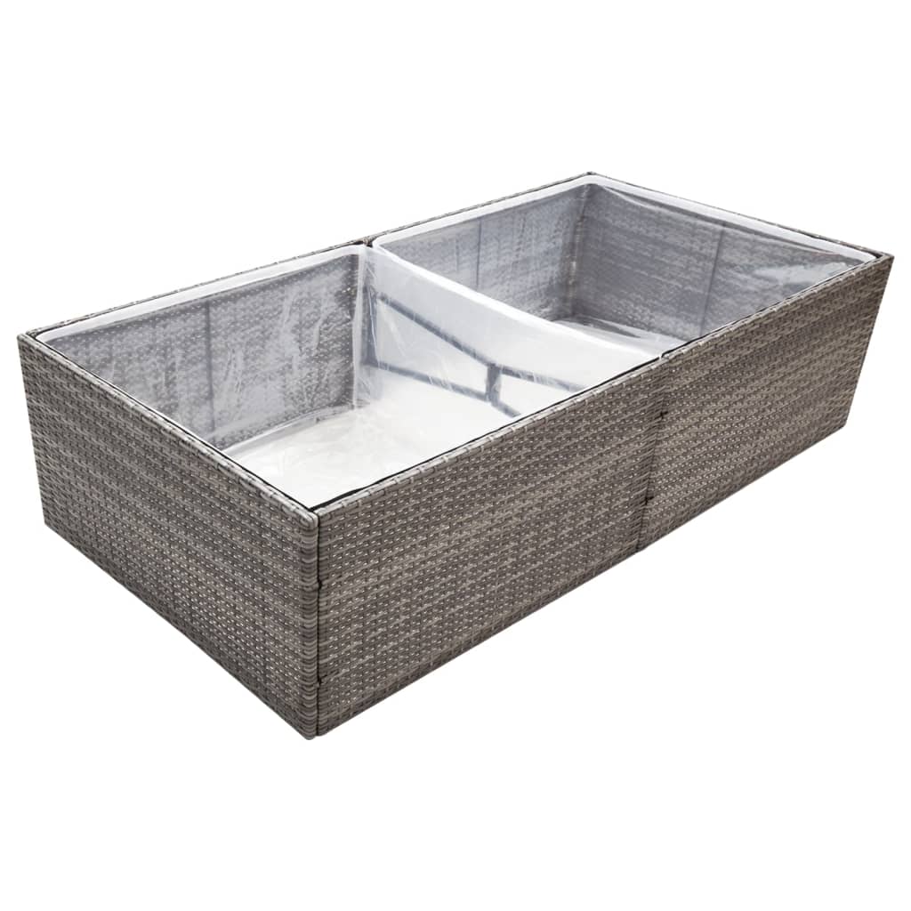 vidaXL Záhradný kvetináč sivý 157x80x40 cm polyratanový