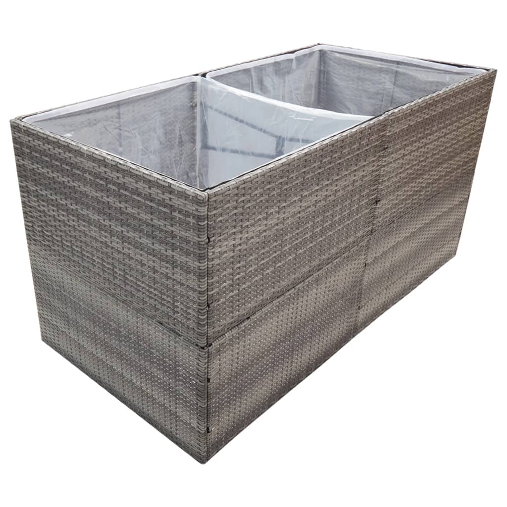 vidaXL Záhradný kvetináč sivý 157x80x80 cm polyratanový