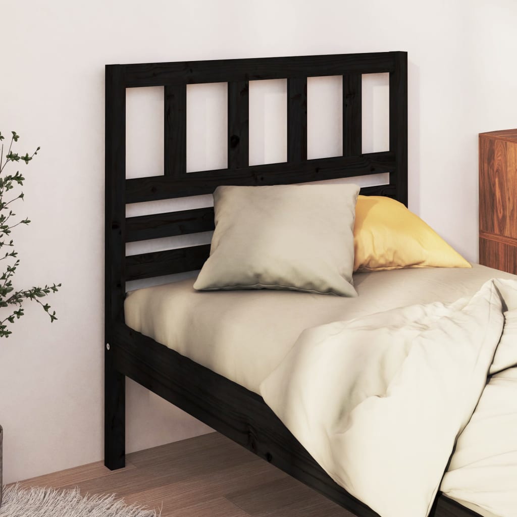 vidaXL Tăblie de pat, negru, 81x4x100 cm, lemn masiv de pin vidaXL