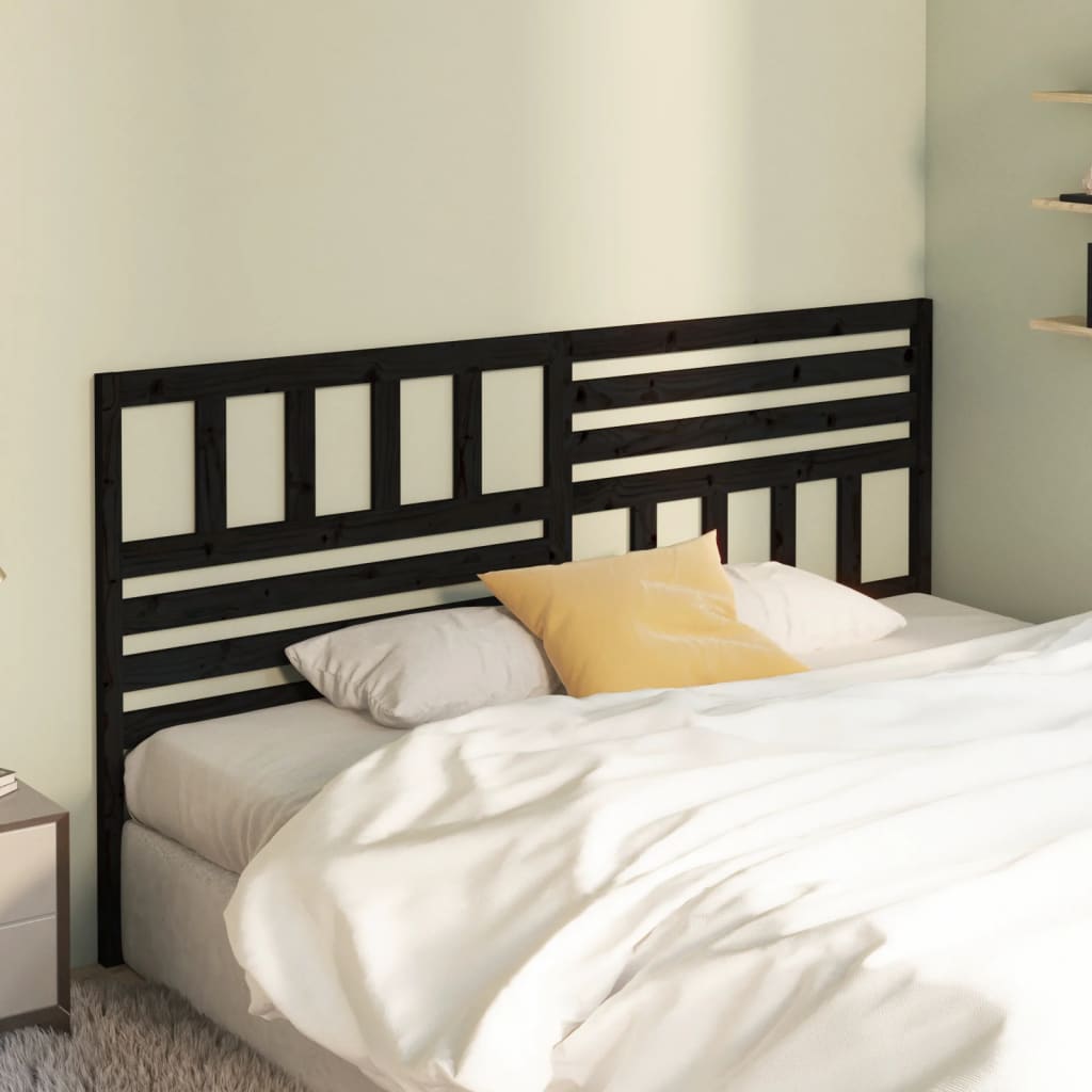 vidaXL Tăblie de pat, negru, 186x4x100 cm, lemn masiv de pin vidaXL