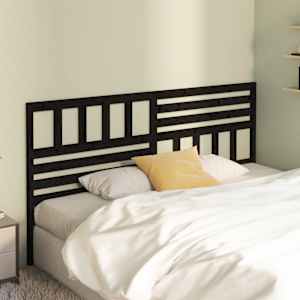 Posteljno vzglavje črno 186x4x100 cm trdna borovina