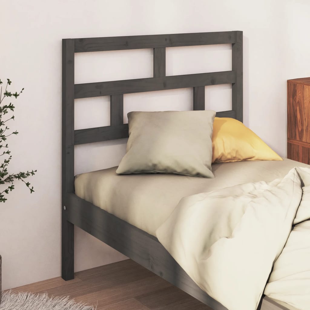 vidaXL Sängynpääty harmaa 81x4x100 cm täysi mänty