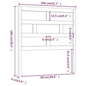 Čelo postele šedé 106 x 4 x 100 cm masivní borovice - obrázek 6
