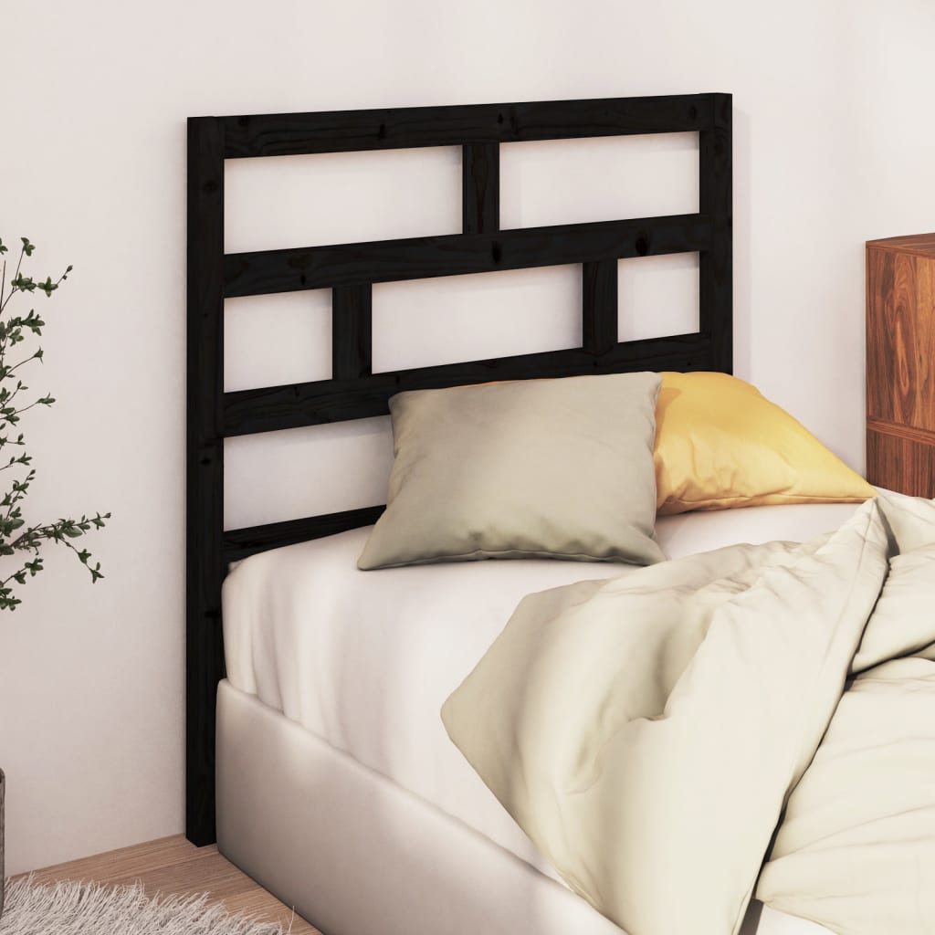 vidaXL Tăblie de pat, negru, 106x4x100 cm, lemn masiv de pin vidaXL