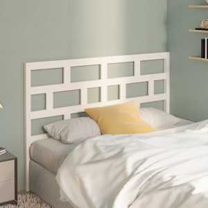 Posteljno vzglavje belo 156x4x100 cm trdna borovina