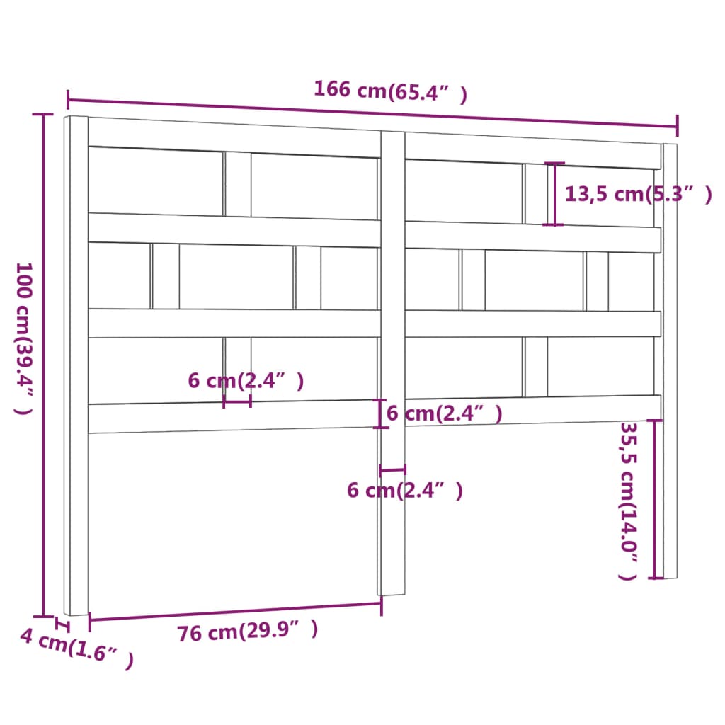 Posteljno vzglavje sivo 166x4x100 cm trdna borovina