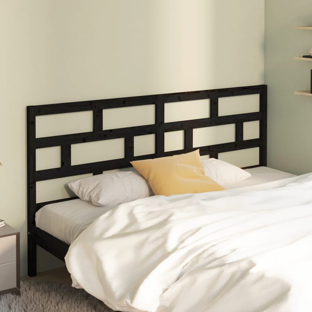 vidaXL Tăblie de pat, negru, 186x4x100 cm, lemn masiv de pin vidaXL