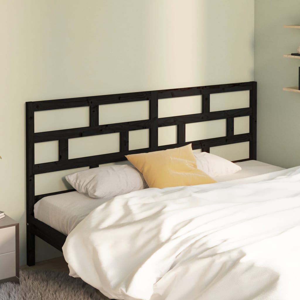 vidaXL Tăblie de pat, negru, 206x4x100 cm, lemn masiv de pin vidaXL