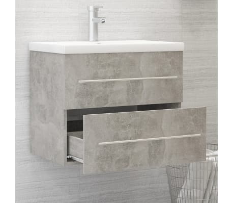 vidaXL skapītis ar iebūvētu izlietni, betona pelēks, inženierijas koks