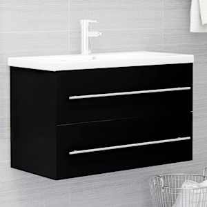 Omarica z umivalnikom črna iverna plošča