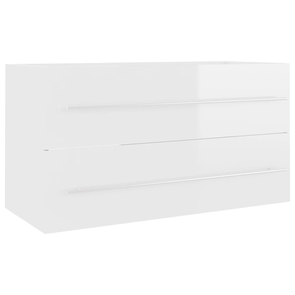 

vidaXL Wastafelkast met ingebouwde wastafel spaanplaat hoogglans wit