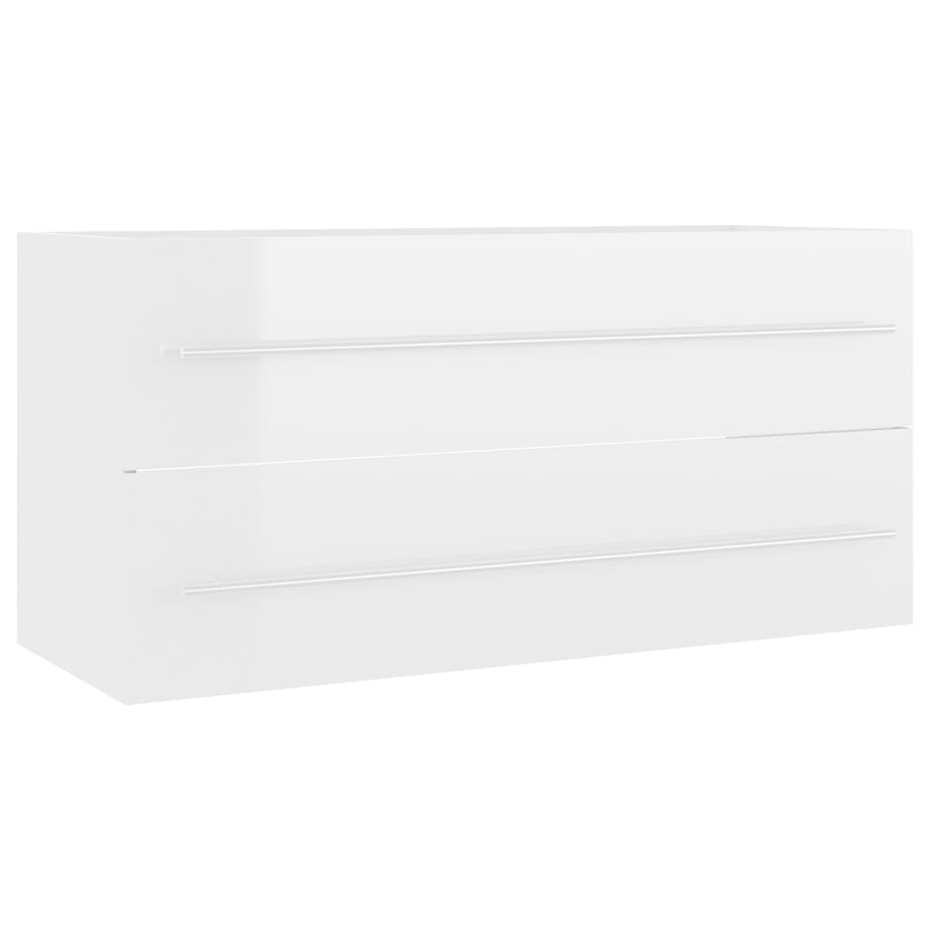 

vidaXL Wastafelkast met ingebouwde wastafel spaanplaat hoogglans wit