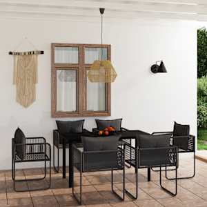 Vrtna jedilna garnitura 7-delna črna