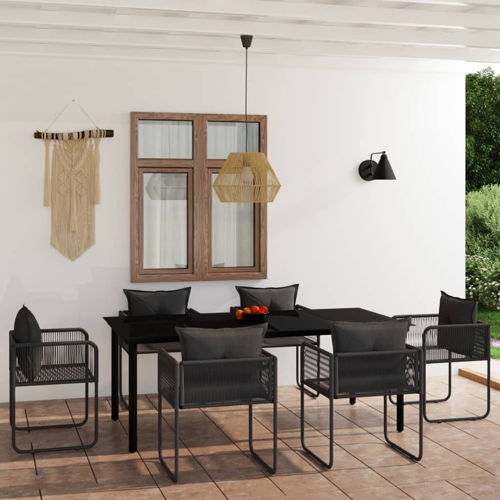 vidaXL Set de mobilier pentru grădină, 7 piese, negru Gradina imagine noua