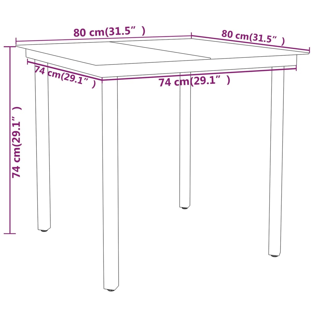 Set de mobilier pentru grădină, 3 piese, negru