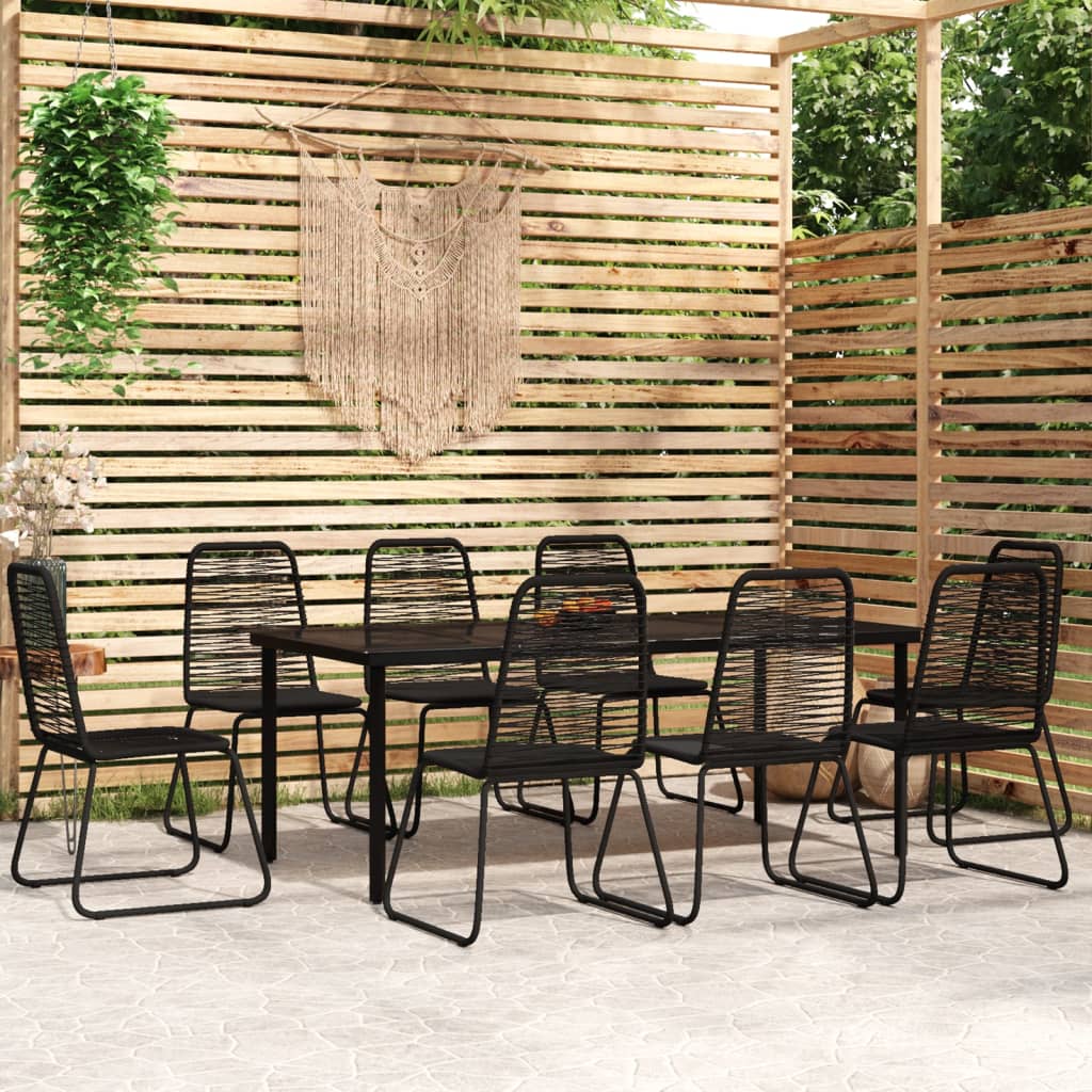 Ensemble de salle à manger de jardin 9 pcs Noir