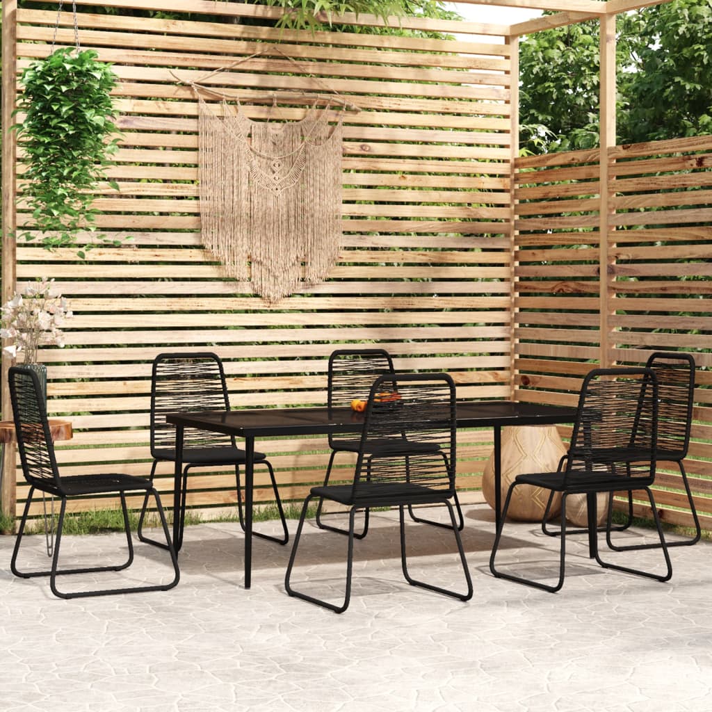 Ensemble de salle à manger de jardin 7 pcs Noir