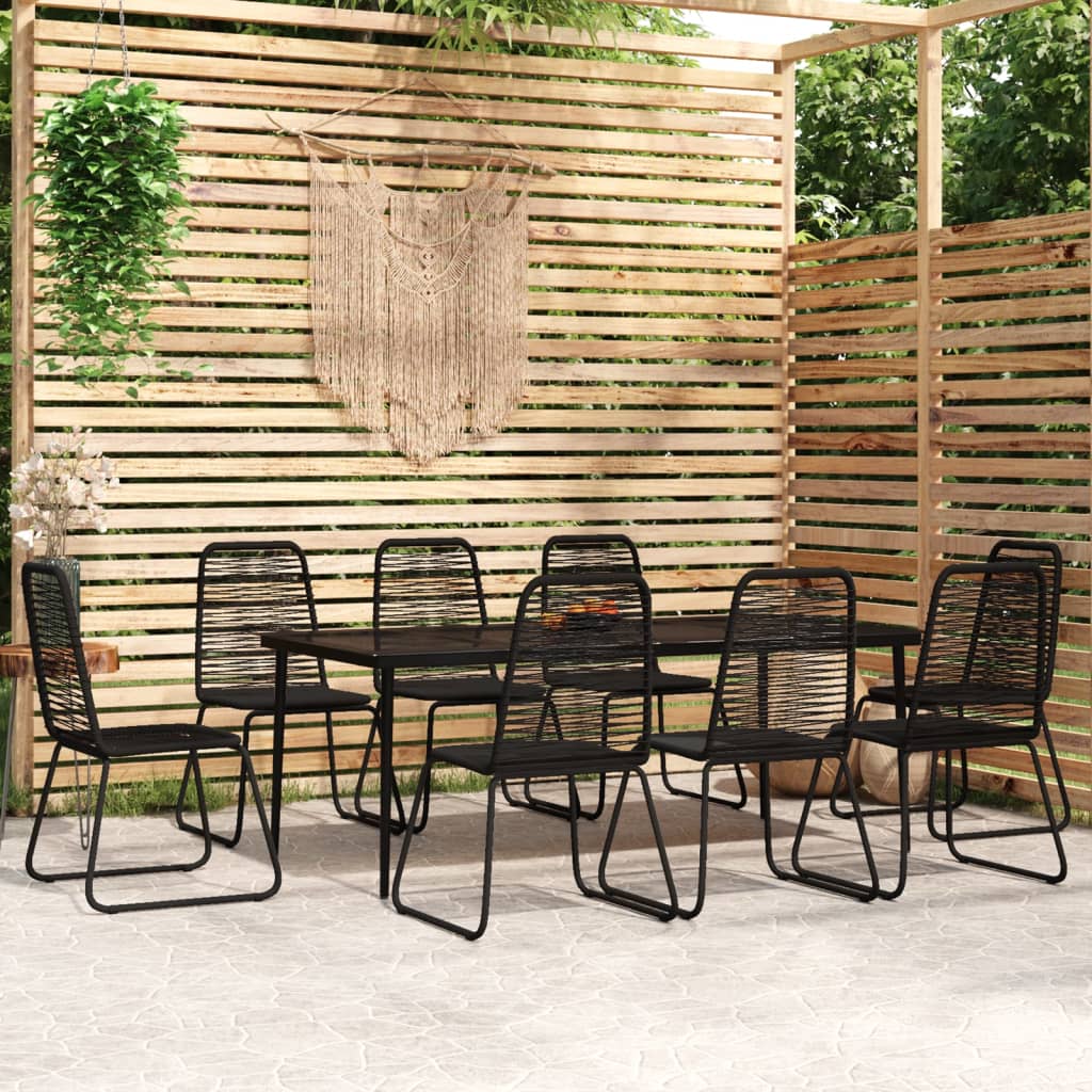 Ensemble de salle à manger de jardin 9 pcs Noir