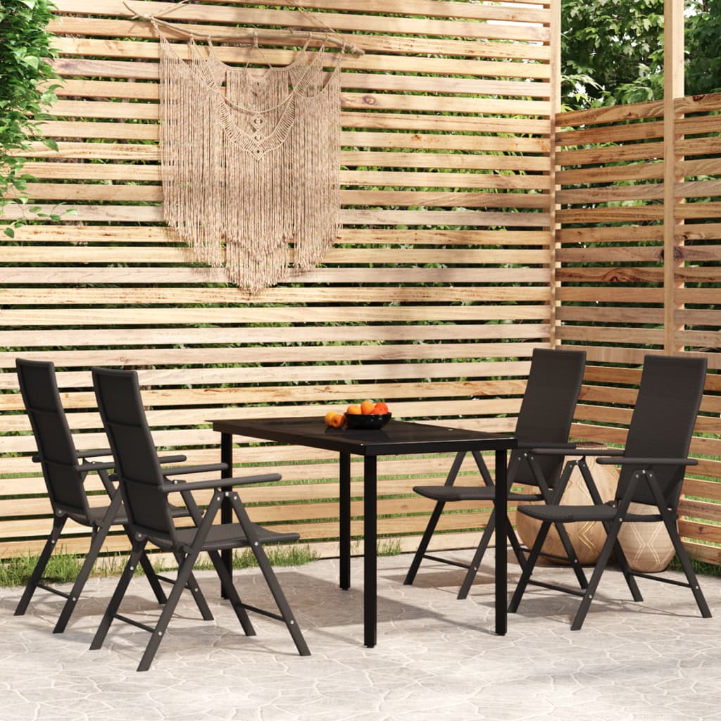 Ensemble de salle à manger de jardin 5 pcs Noir