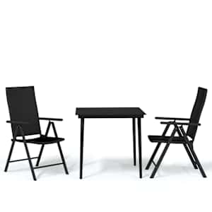 3dílný zahradní jídelní set černý - obrázek 2