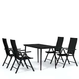 5dílný zahradní jídelní set černý - obrázek 2