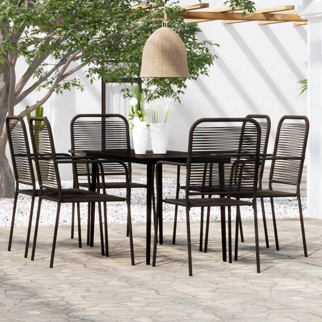Ensemble de salle à manger de jardin 7 pcs Noir