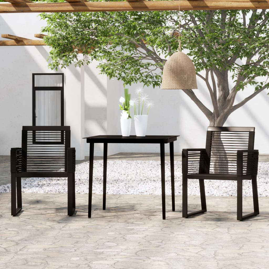 Set de mobilier pentru grădină, 3 piese, negru