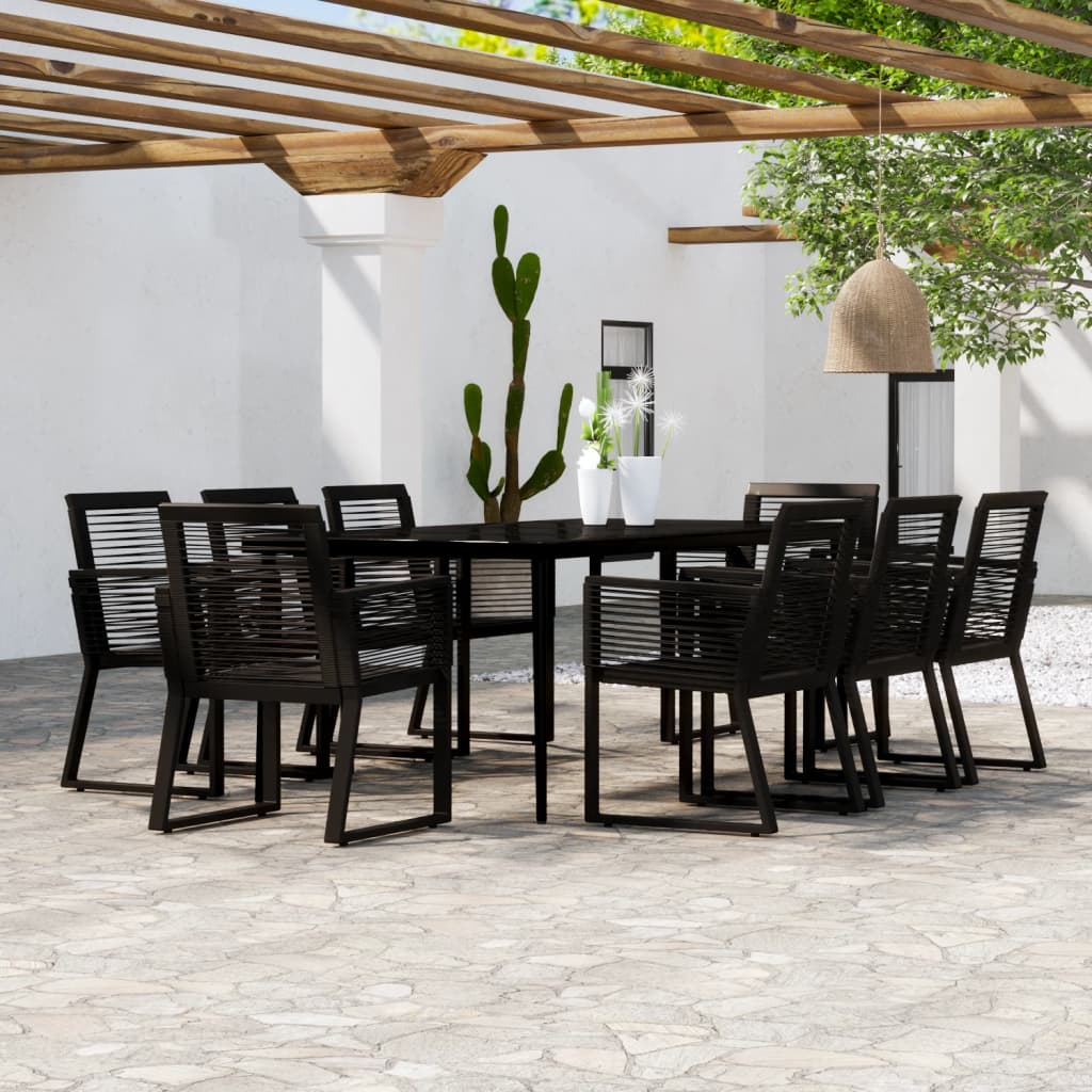 vidaXL Set mobilier de grădină, 9 piese, negru