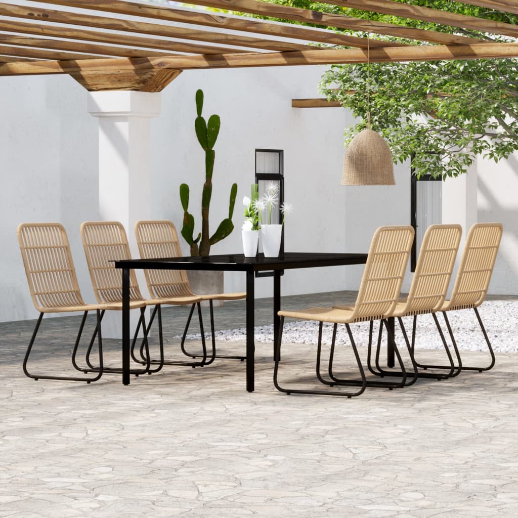 vida XL 7-tlg. Garten-Essgruppe Eichen-Optik