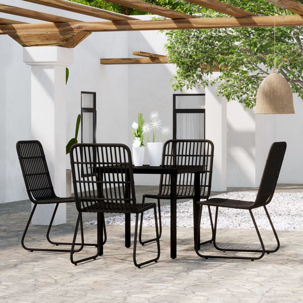 Ensemble de salle à manger de jardin 5 pcs Noir