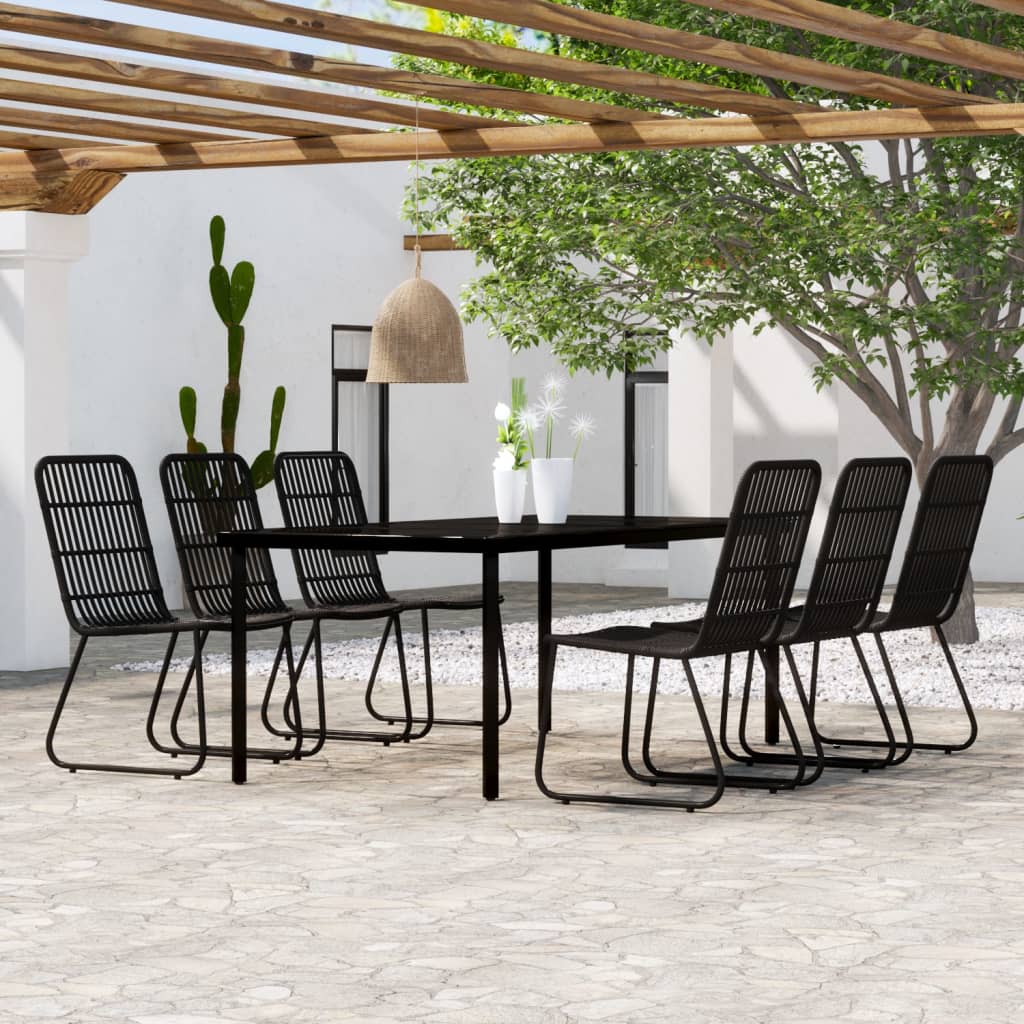Ensemble de salle à manger de jardin 7 pcs Noir