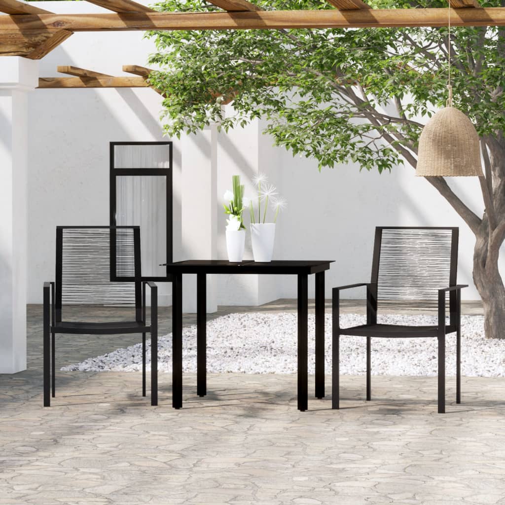 vidaXL Set mobilier de grădină, 3 piese, negru